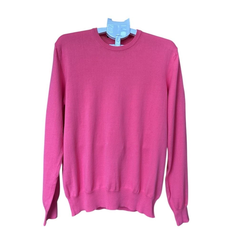 B Draddy BDItalian GolfSweater 100% Cotton Crew Neck Large PinkCotton Pullover